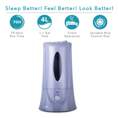 Air Innovations 1.1 Gal Cool Mist Humidifier w/ Aromatherapy Refill, Eucalyptus