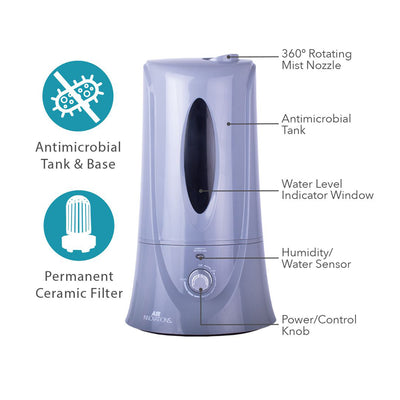 Air Innovations 1.1 Gal Cool Mist Humidifier w/ Aromatherapy Refill, Eucalyptus