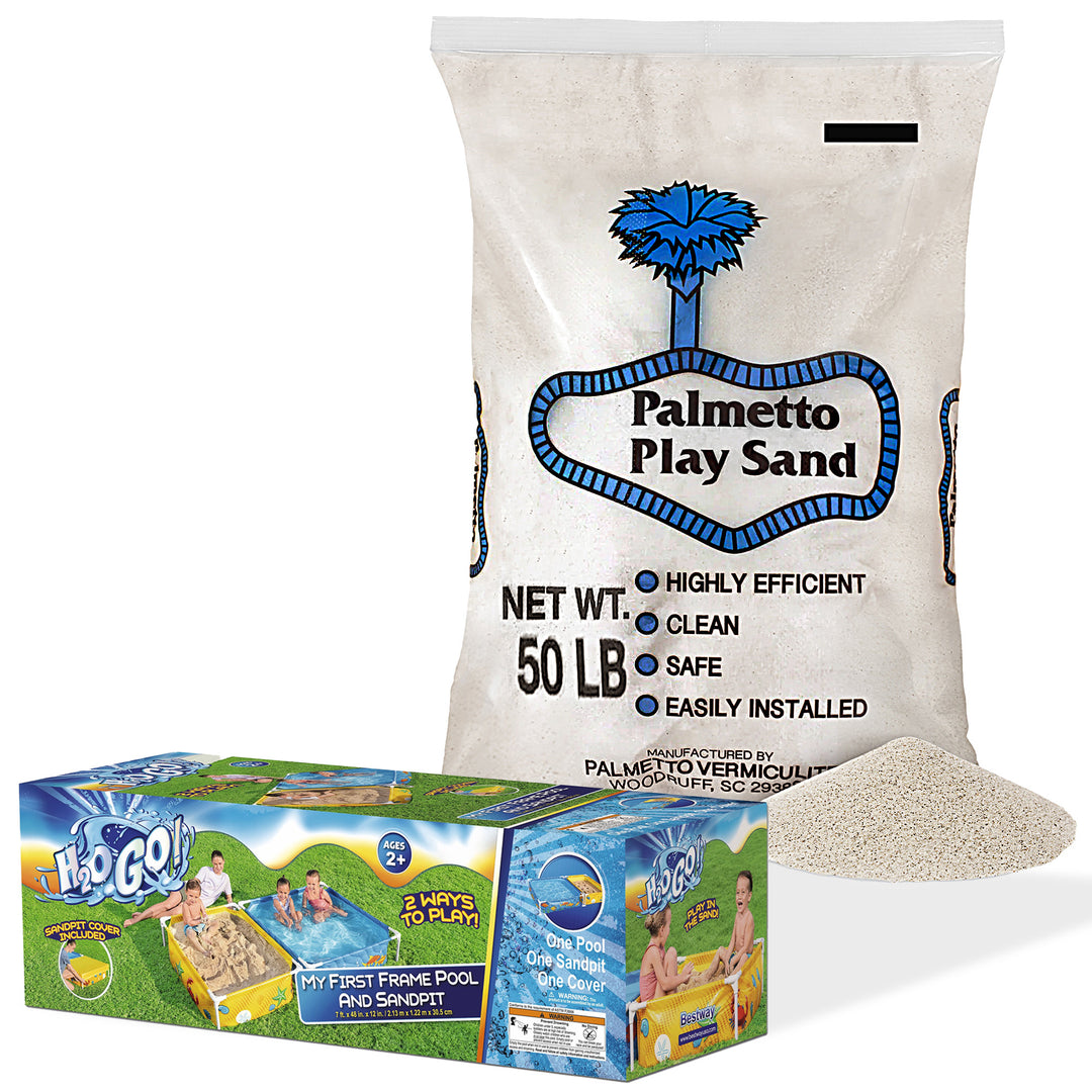 Palmetto 50 Lb Natural Play Sand for Sand Box Bundled w/ Kiddie Pool and Sandpit