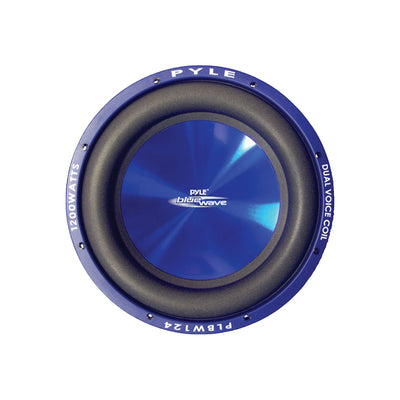 Pyle 12" 1200W Injection Molded Cone Car DVC Audio Subwoofer, Blue (For Parts)