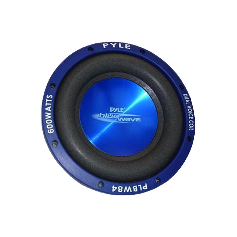 Pyle PLBW124 8 Inch 600 Watt Injection Molded Cone Car DVC Audio Subwoofer, Blue