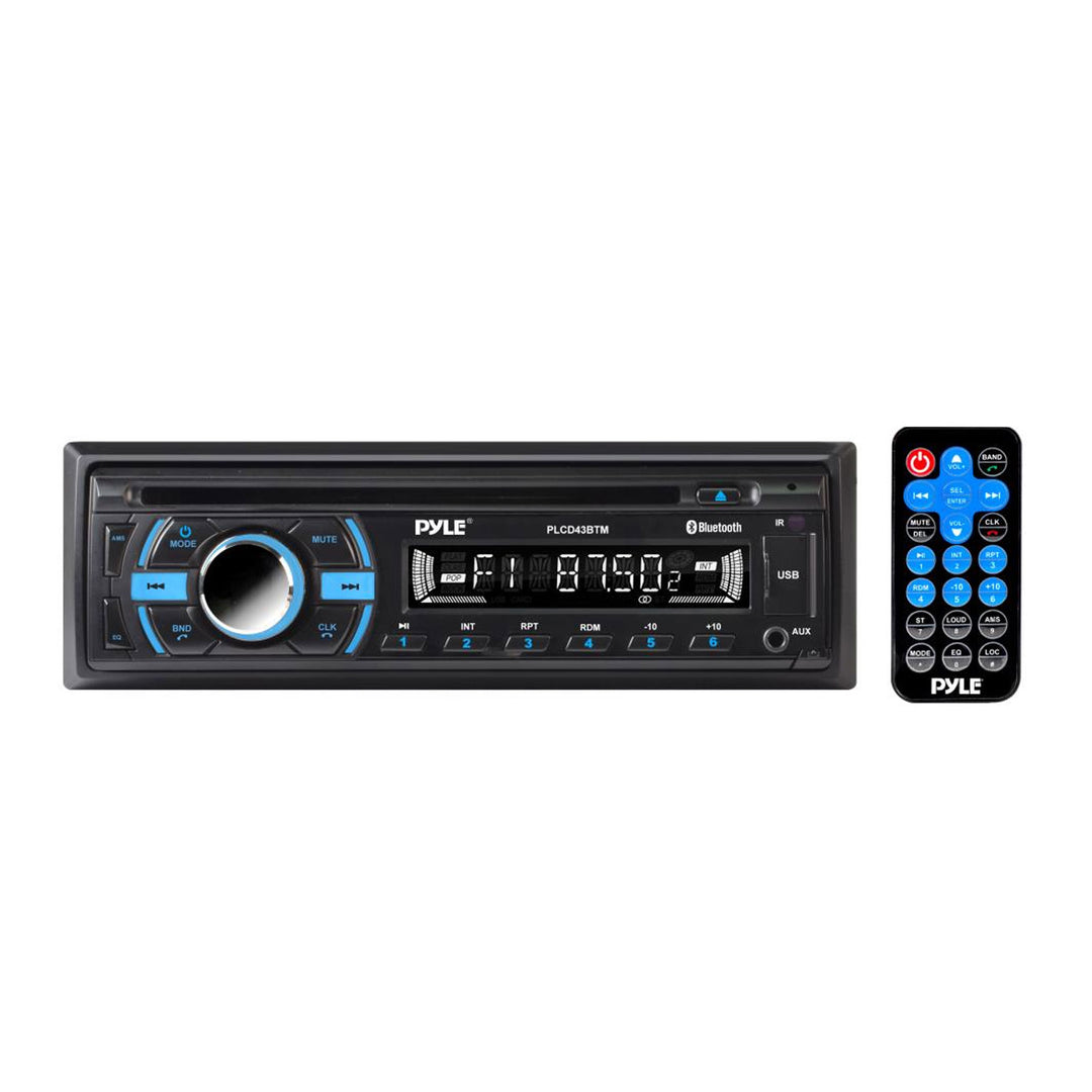 Pyle Single DIN Marine Bluetooth Stereo Receiver & CD Player with Remote, Black