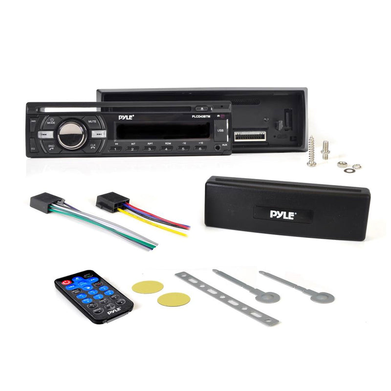 Pyle Single DIN Marine Bluetooth Stereo Receiver & CD Player with Remote, Black