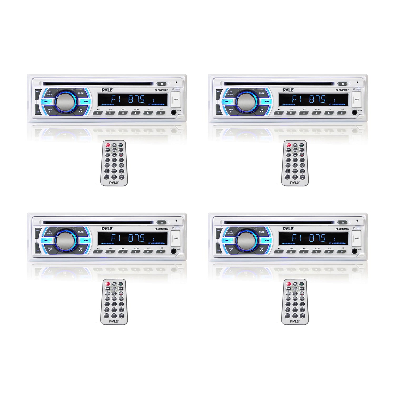 Pyle Single DIN Marine Bluetooth Stereo Receiver & CD Player w/ Remote (4 Pack) - VMInnovations