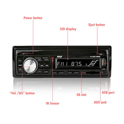 Pyle Marine Bluetooth Receiver Stereo System w/ 2 Pair Speakers, Black (2 Pack)