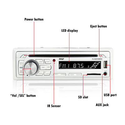 Pyle Marine Bluetooth Receiver Stereo System with 2 6.5 Inch Speakers (4 Pack) - VMInnovations