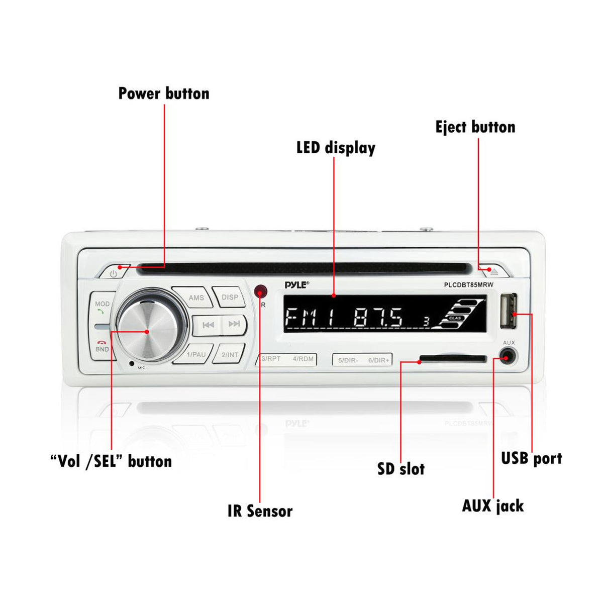 Pyle Marine Bluetooth Receiver Stereo System with 2 6.5 Inch Speakers (4 Pack)