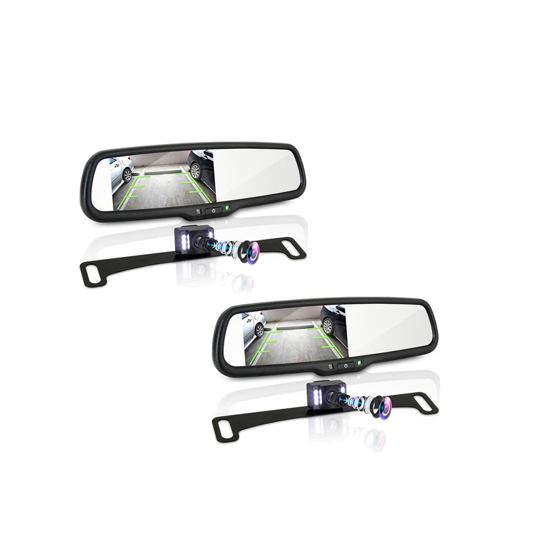 Pyle Adjustable Angle Rearview Backup Car Camera & 4.3 Inch Monitor Kit (2 Pack)