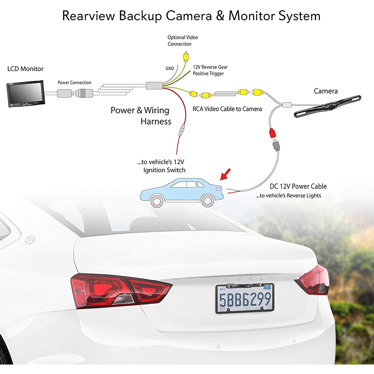 Pyle PLCM7500 7" LCD Rearview Car Backup Camera and Monitor Reverse Assist Kit - VMInnovations
