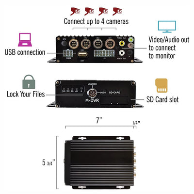 Pyle 4 Channel Mobile DVR Audio Video Surveillance Recording System (Open Box)