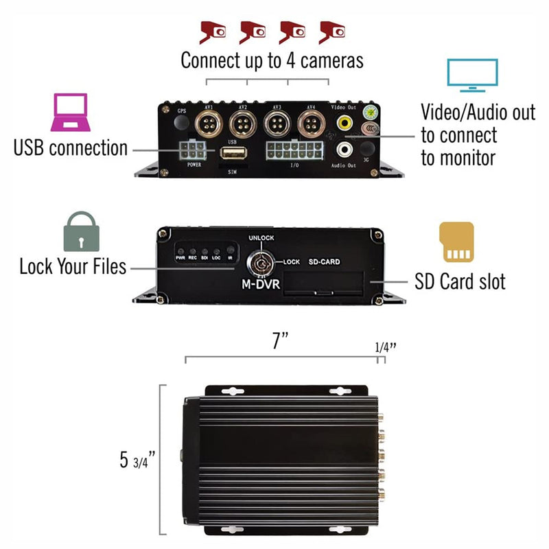 Pyle 4 Channel Mobile DVR Audio Video Surveillance Recording System (Open Box)