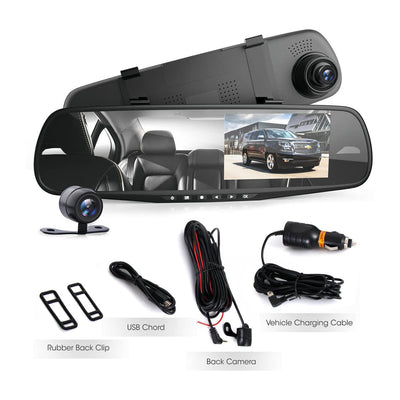Pyle 4.3 Inch Dash Cam Vehicle Recording System Rearview Mirror Kit (Used)