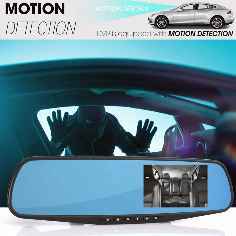 Pyle 4.3 Inch Dash Cam Vehicle Recording System Rearview Mirror Kit (Open Box)