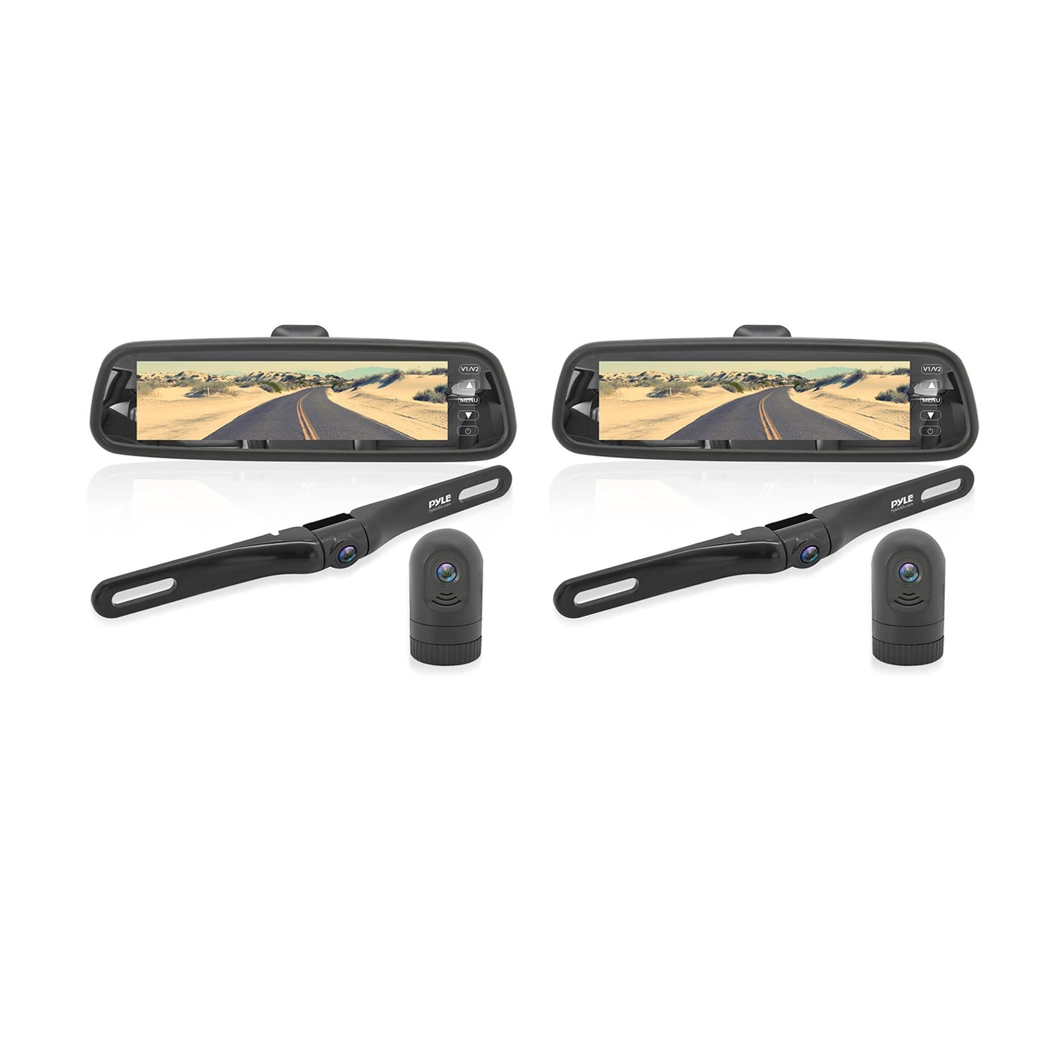 Pyle 7.4 Inch HD Video Recording System Rearview Mirror Monitor, Black (2 Pack) - VMInnovations