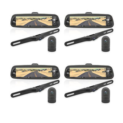 Pyle 7.4 Inch HD Video Recording System Rearview Mirror Monitor, Black (4 Pack)