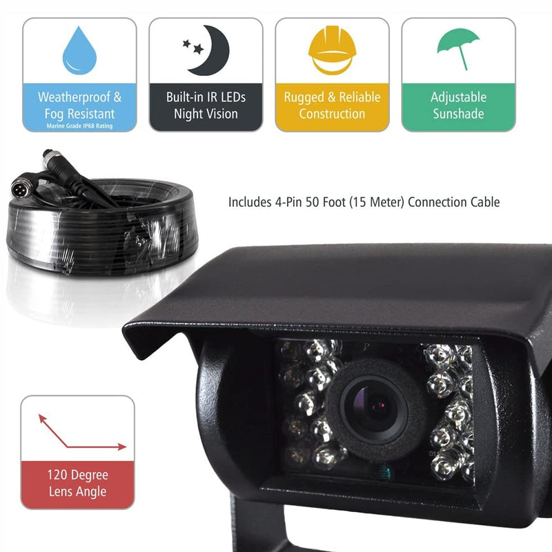 Pyle Commercial Weatherproof Rearview Back Up Night Vision Camera (Open Box)
