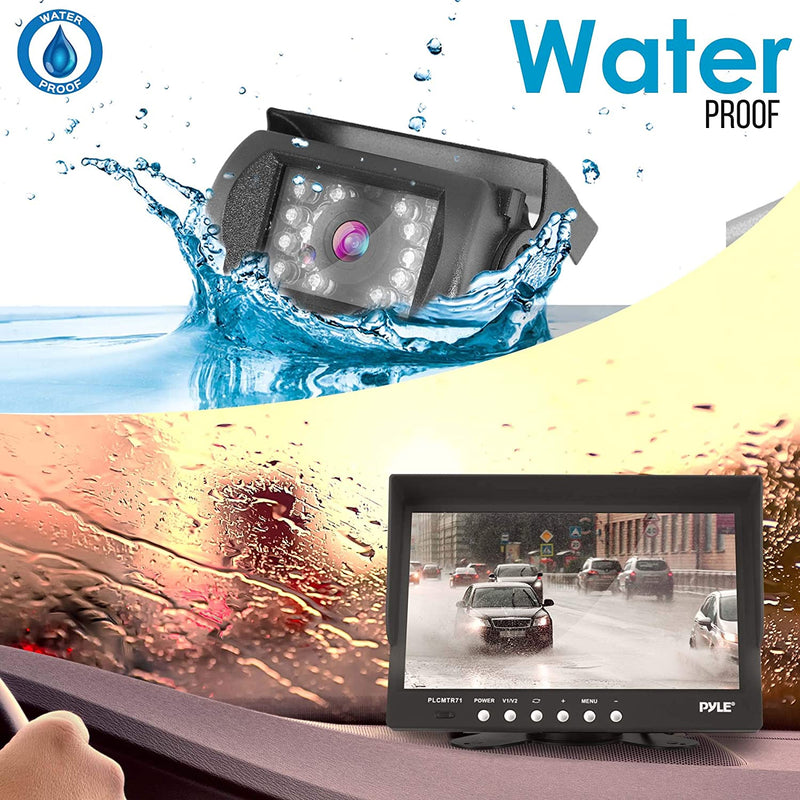 Pyle PLCMTR71 Weatherproof Rearview Backup Camera w/ 7 Inch Monitor Video System