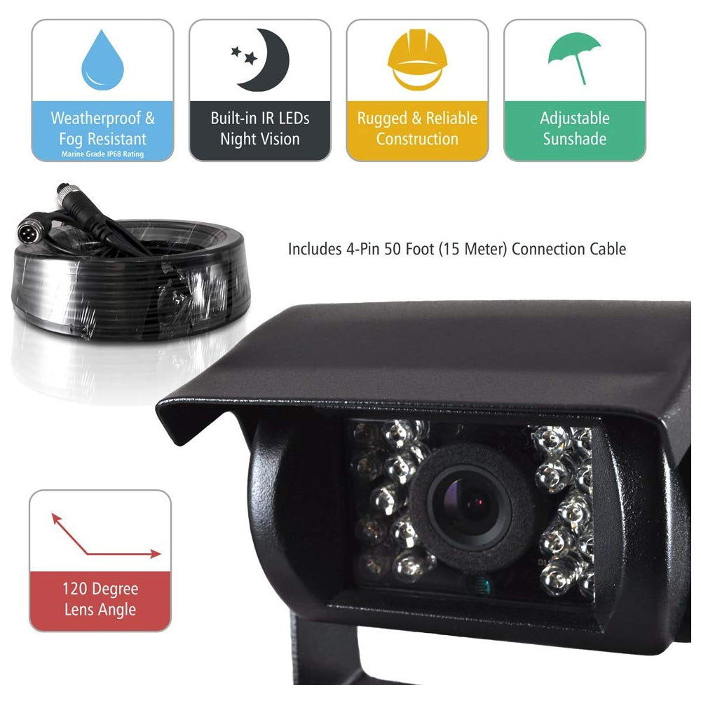 Pyle Weatherproof Rearview Backup Camera Monitor System for Trucks, Buses, Vans