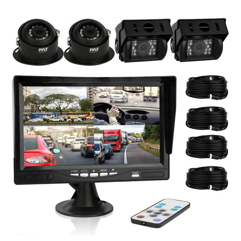 Pyle Waterproof System with 4 Cameras, 7 Inch LCD Display, and Remote (Open Box)
