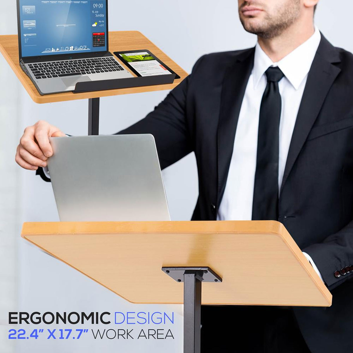 Pyle Portable Adjustable Lectern Presentation Stand with Laptop Holder (4 Pack)