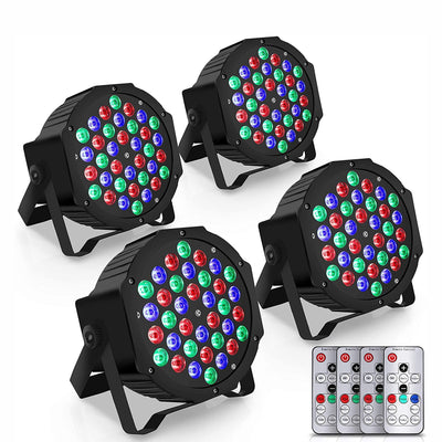 Pyle DJ Party Light Kit with 36 LED RGB and Remote Control (4 Pack) (Open Box)