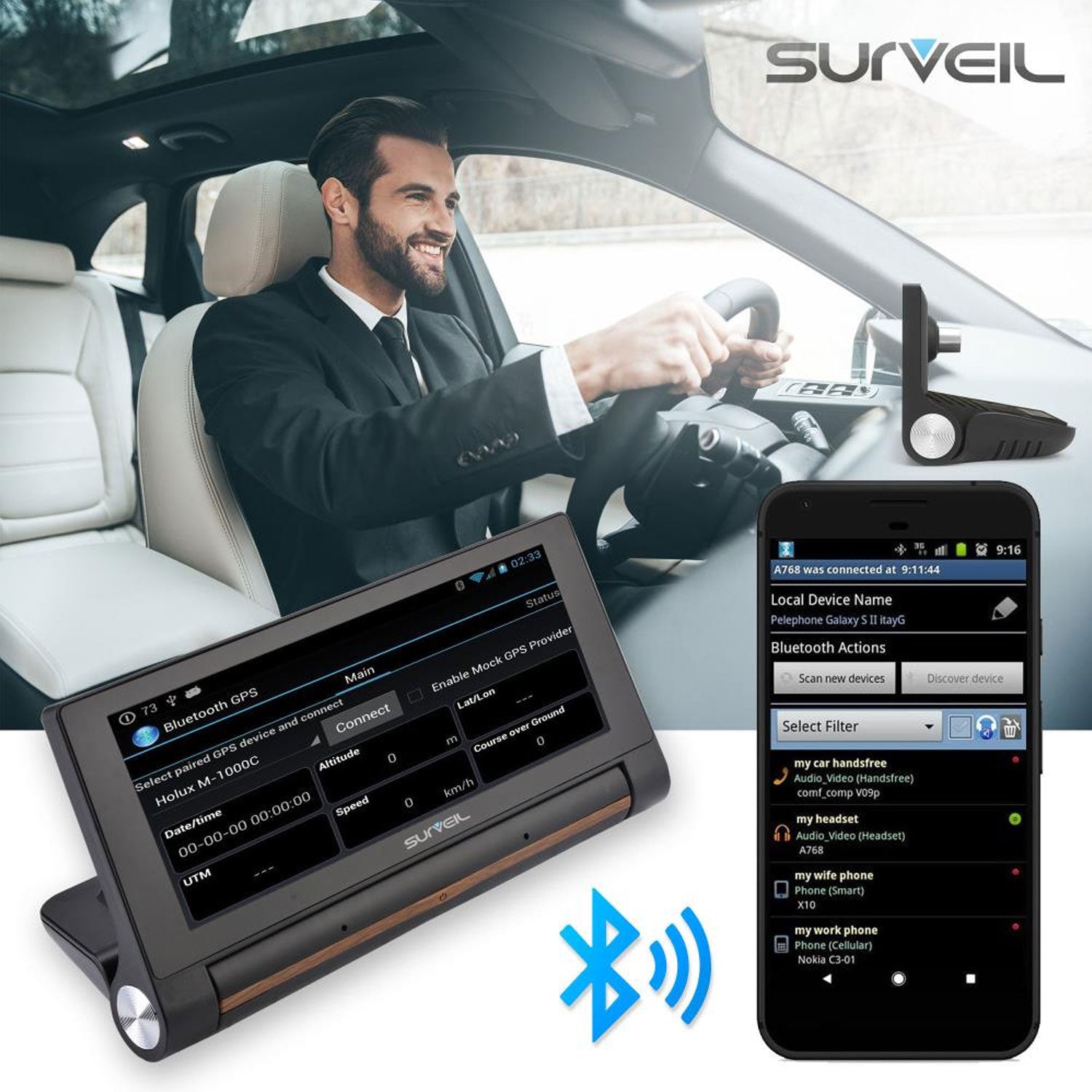 Pyle Surveil Wireless Android GPS Dash Cam and Backup Camera w/ 7" Display(Used)