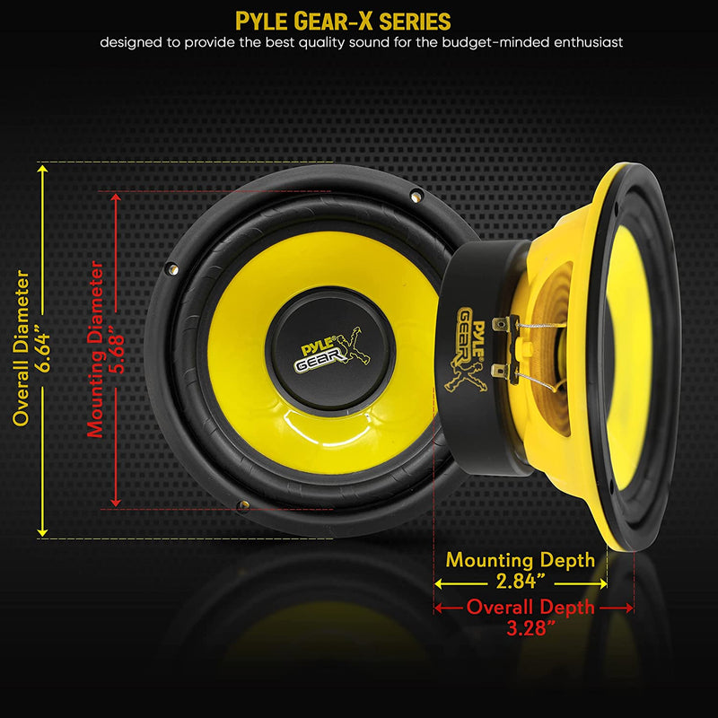 Pyle PLG64 6.5" 300W Car Mid Bass Woofer Midrange Sub Power Speaker, Yellow