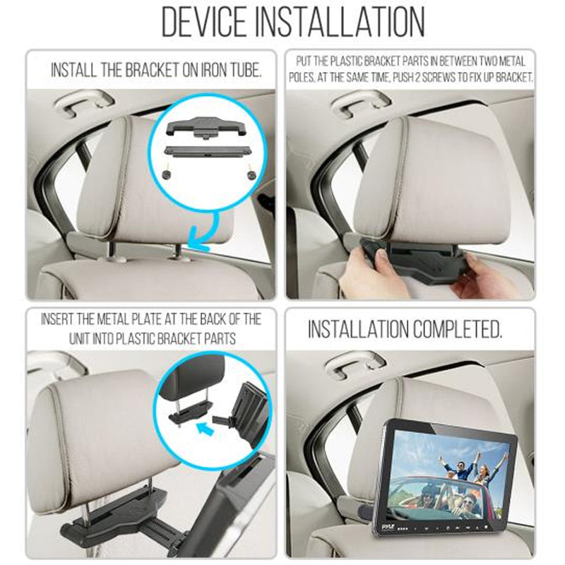 Pyle PLHRDVD103 Vehicle Headrest Mounted 10.5 Inch CD DVD USB Player (4 Pack)