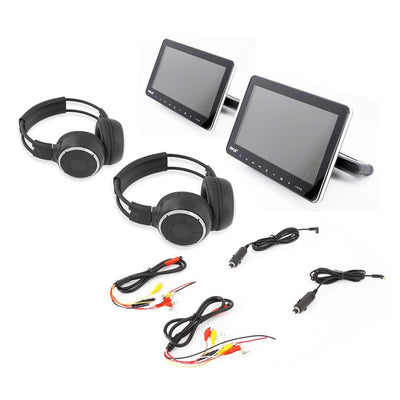 Pyle Dual Portable Car CD DVD TV Players with 2 Wireless Headphones (Used)
