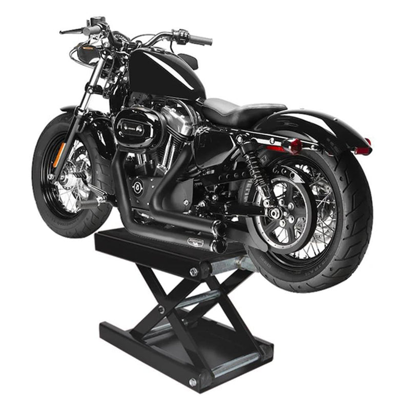 Pyle Motorcycle Scissor Hoist Stand Lift Jack & Dolly w/ Wheels, Black (2 Pack)