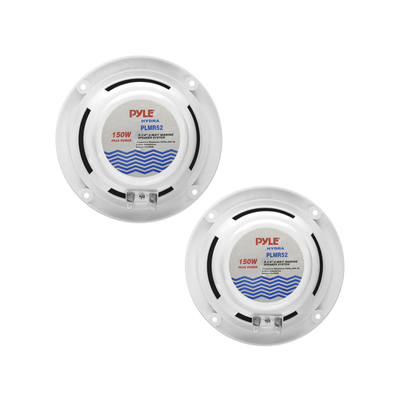Pyle PLMR52 5.25 Inch 150 Watt Water Resistant Marine Speakers, White (1 Pair)