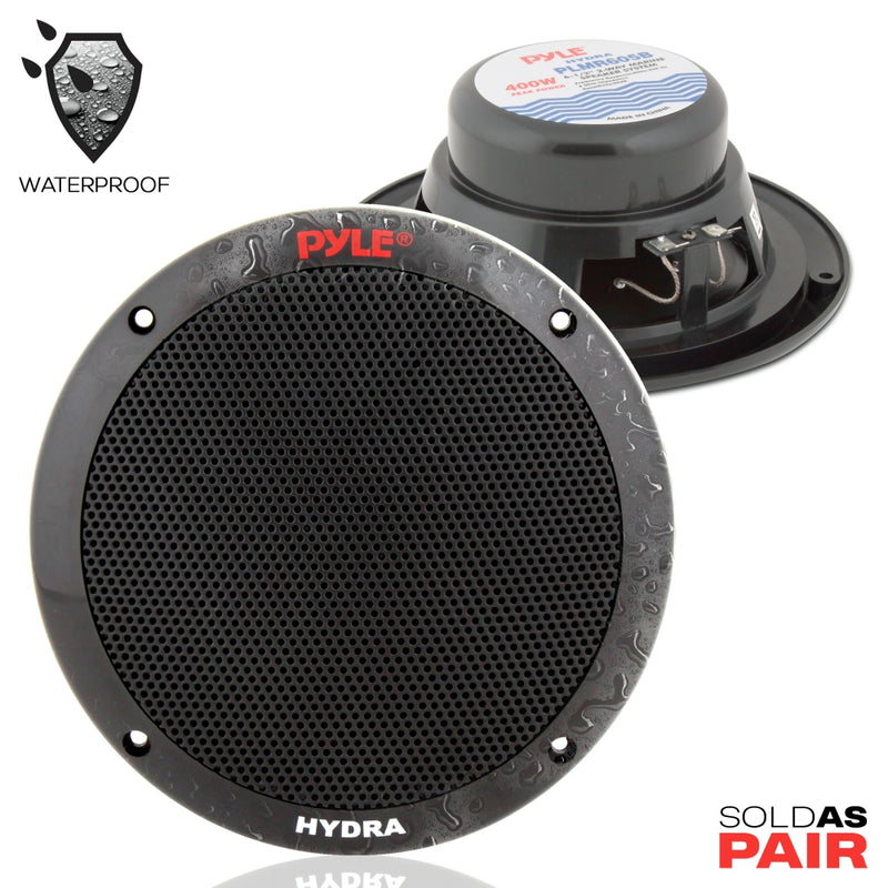 Pyle 6.50 Inch Waterproof 2 Way Full Range Marine Speaker System, Black (8 Pack)