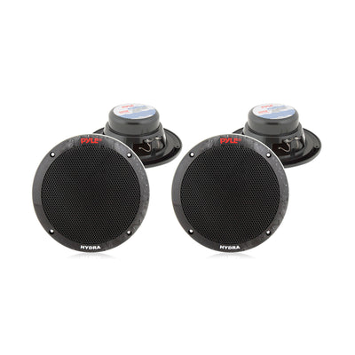 Pyle 6.50 Inch Waterproof 2 Way Full Range Marine Speaker System, Black (4 Pack)