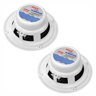 Pyle 6.50 Inch Waterproof 2 Way Full Range Marine Speaker Pair, White (Used)