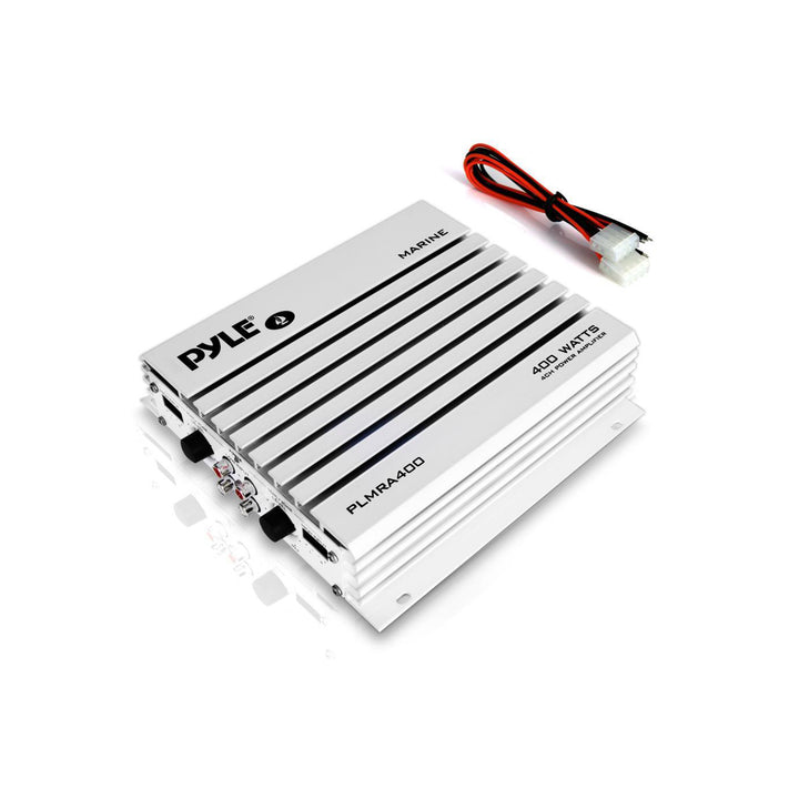 Pyle 400 Watt 4 Channel Waterproof Marine Boat Audio Amplifier, White (Open Box)