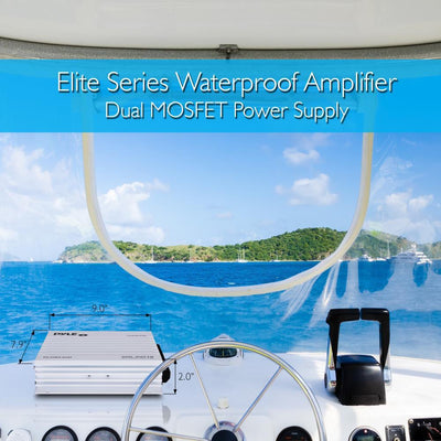 Pyle 400 Watt 4 Channel Waterproof Marine Boat Audio Amplifier, White (Open Box) - VMInnovations