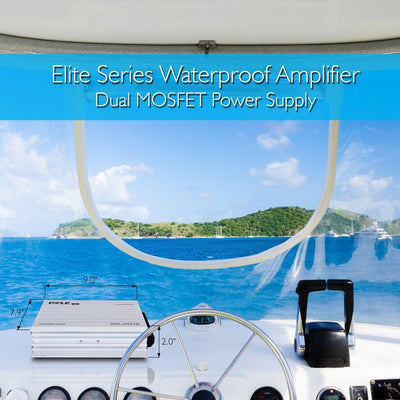 Pyle PLMRA400 400 Watt 4 Channel Marine Boat Audio Amplifier, White (2 Pack) - VMInnovations