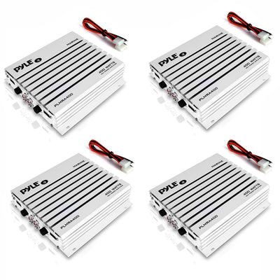 Pyle PLMRA400 400W 4 Channel Waterproof Marine Audio Amplifier, White (4 Pack) - VMInnovations