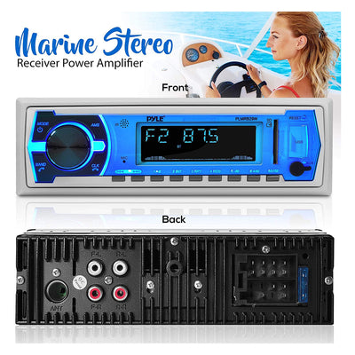 Pyle PLMRB29W Bluetooth Wireless In Dash Marine Stereo Radio Receiver (4 Pack)