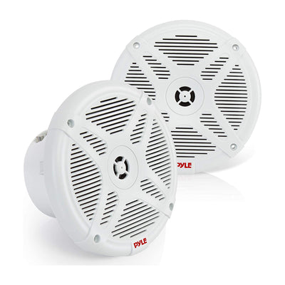 Pyle 6.5 Inch Waterproof Bluetooth Marine Speakers, White (2 Pack) (Open Box)