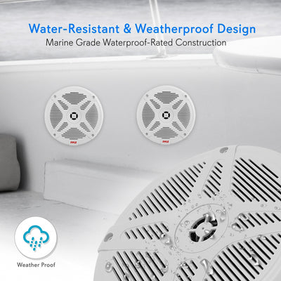 Pyle PLMRF65MW 6.5 Inch 600W 2 Way Waterproof Bluetooth Marine Speakers (4 Pair) - VMInnovations