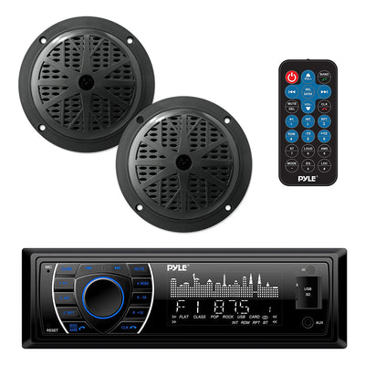 Pyle 5.25 Inch Bluetooth Marine Receiver Stereo & Speaker Kit, Black (Open Box) - VMInnovations