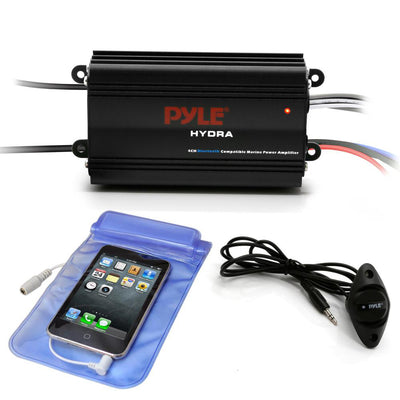 Pyle Waterproof Bluetooth 200 W 4 Channel Marine Power Audio Amplifier (2 Pack)