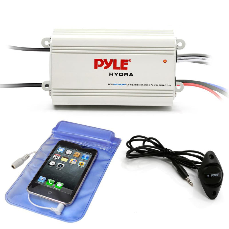 Pyle Waterproof Bluetooth 800 W 4 Channel Marine Power Audio Amplifier (2 Pack)