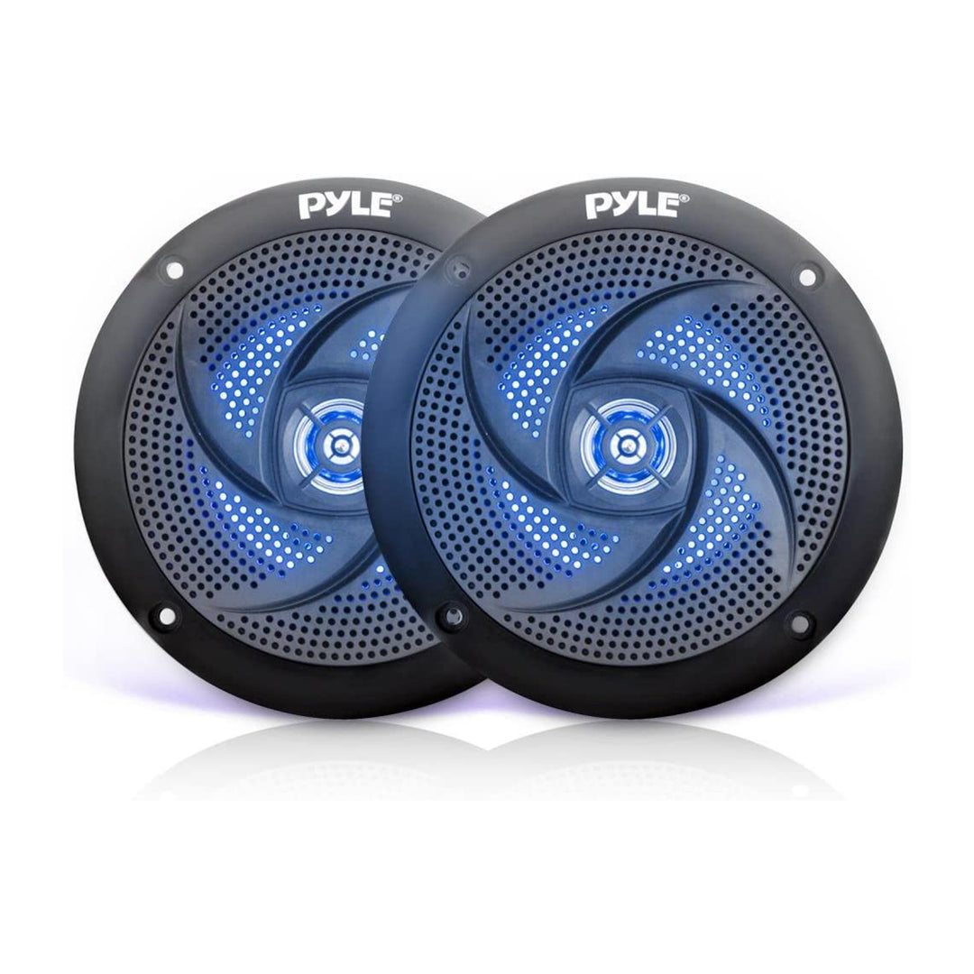 Pyle 5.25 Inch Waterproof Low Profile Marine Speakers, Black (2 Pack) (Open Box) - VMInnovations