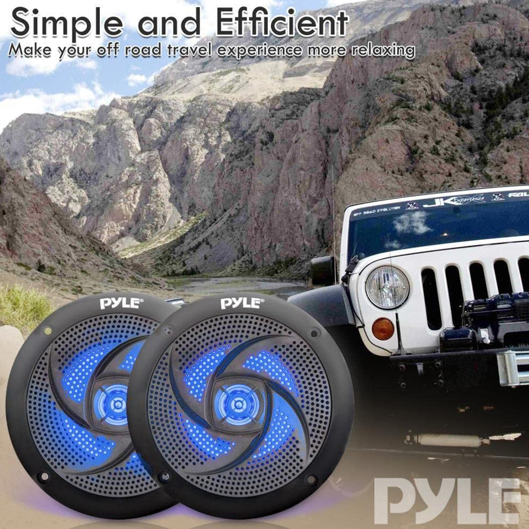 Pyle PLMRS53BL 5.25 Inch Waterproof Low Profile Marine Speakers, Black (2 Pack) - VMInnovations