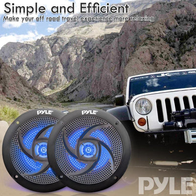 Pyle 5.25 Inch Waterproof Low Profile Marine Speakers, Black (2 Pack) (Used)