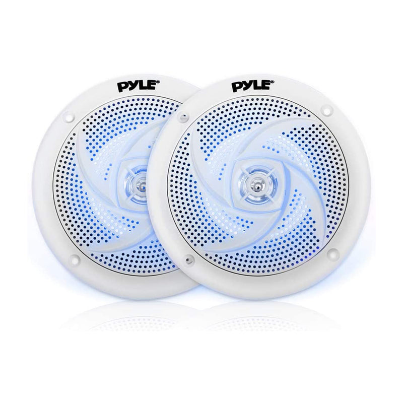 Pyle PLMRS53WL 5.25 Inch Low Profile Marine Speakers, White (2 Pack) (Open Box)