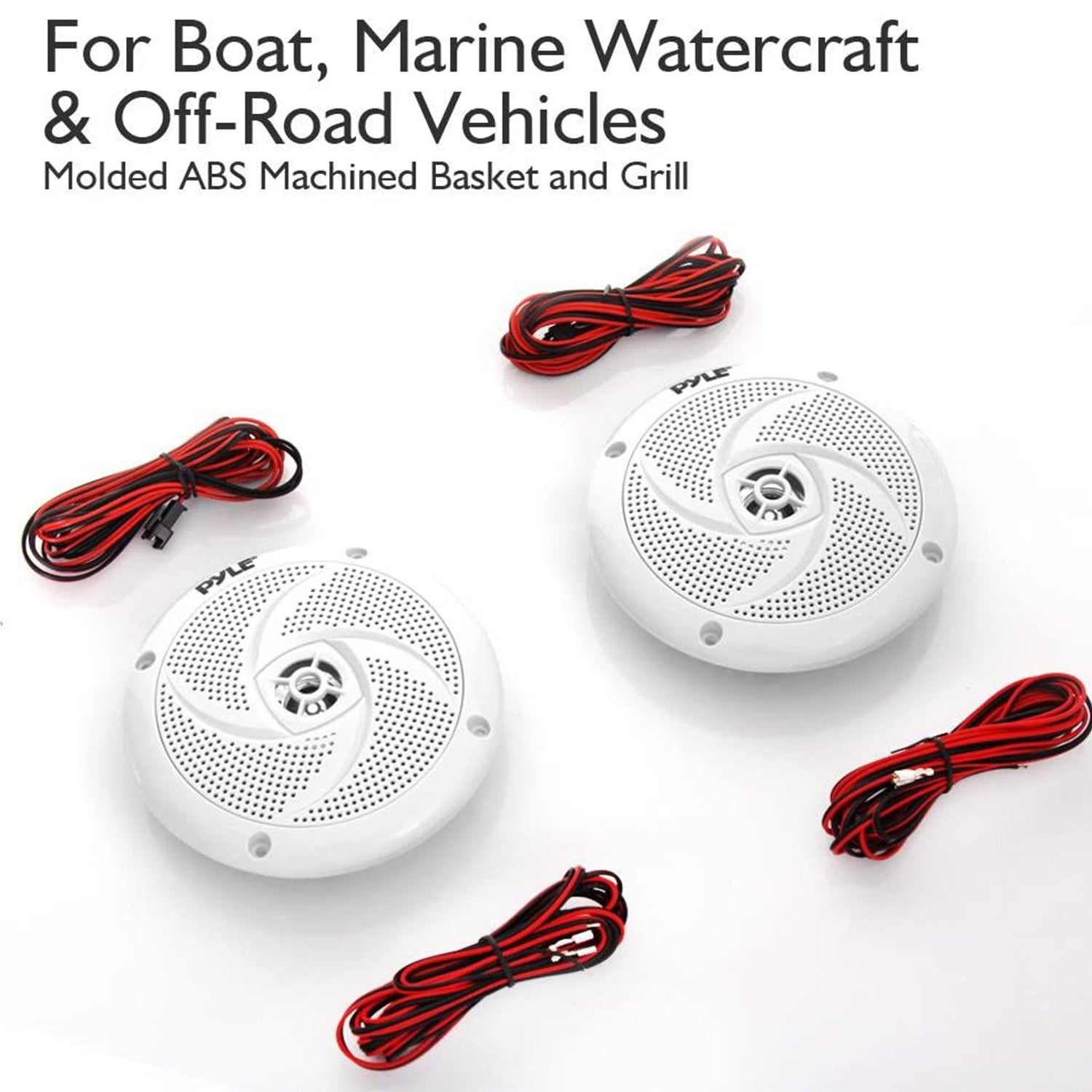 Pyle PLMRS53WL 5.25 Inch Waterproof Low Profile Marine Speakers, White (2 Pack) - VMInnovations