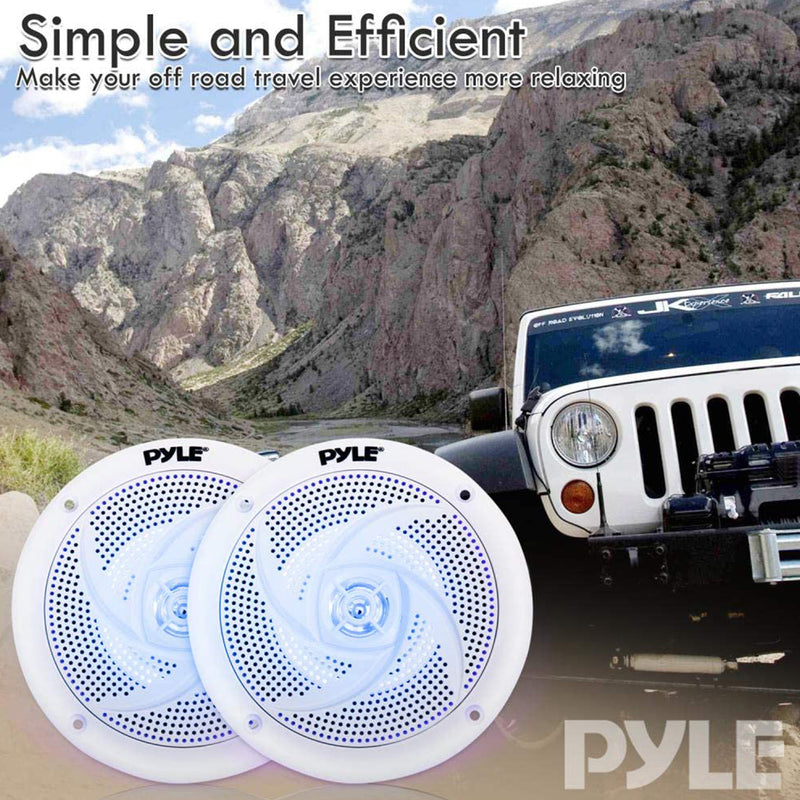 Pyle PLMRS53WL 5.25 Inch Low Profile Marine Speakers, White (2 Pack) (Open Box)